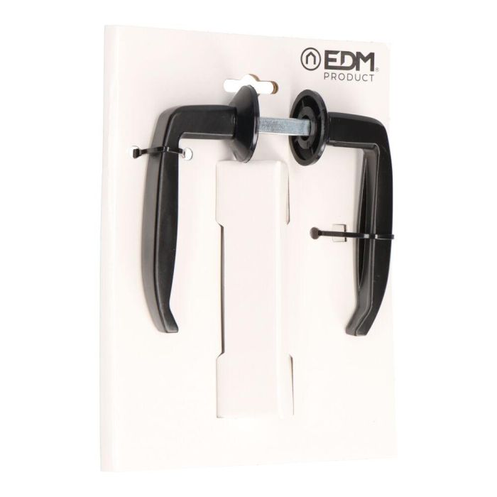 Edm Juego de Manillas 232 para Puerta Metálica 25 - 38 mm Aluminio Negro 1