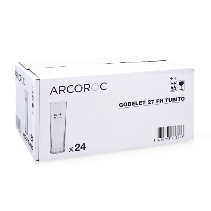 Arcoroc Vasos Altos Tubito de Vidrio Transparente – Caja de 24 unidades de 27 cL, Apto para Lavavajillas 1