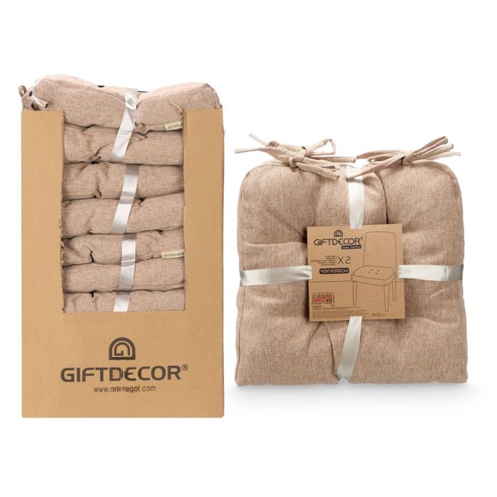 Giftdecor Set 2 Cojines Silla Marron 40x40 cm Tela Poliester (Set de 6)
