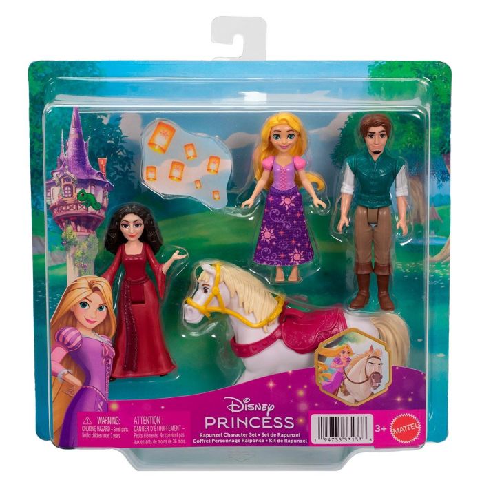 Mattel Disney Princess Conjunto Personajes De Rapunzel JHG85, Incluye Rapunzel, Flynn Rider, Madre Gothel y Maximus 1
