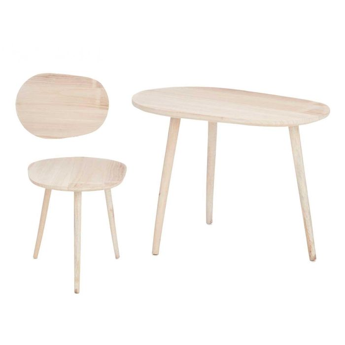Mesa de Centro Ovalada Natural Giftdecor 68x50x48 cm - Madera Blanca