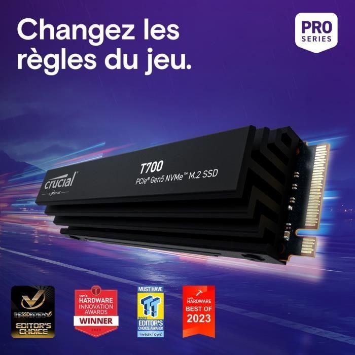 Crucial T700 1 TB M.2 NVMe PCIe Gen5 SSD – Velocidades de Lectura 11700 MB/s, Escritura 9500 MB/s para PC 1 Crucial T700 1 TB M.2 NVMe PCIe Gen5 SSD – Velocidades de Lectura 11700 MB/s, Escritura 9500 MB/s para PC 1