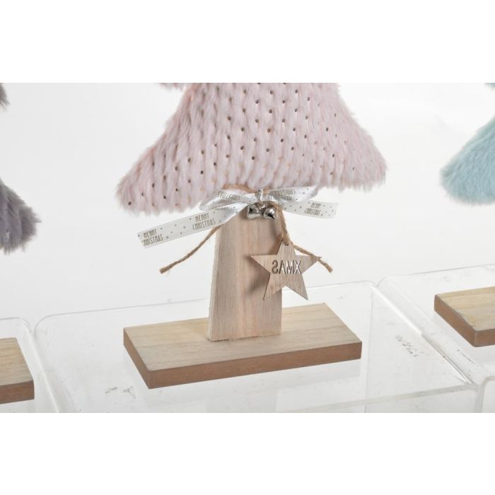 DKD Home Decor Adorno Árbol de Navidad Fantasía Pack 6 Unidades Surtidas Decoración Navideña Madera Poliéster 6x39x16 cm 2