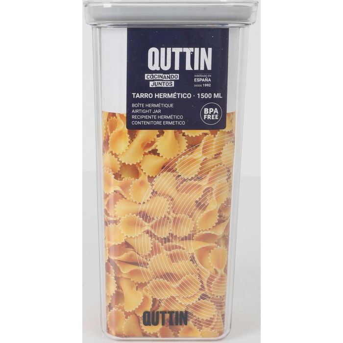 Quttin Tarro Hermetico PET 1500 ml 11.2 x 11.2 x 23 cm (12 Unidades)