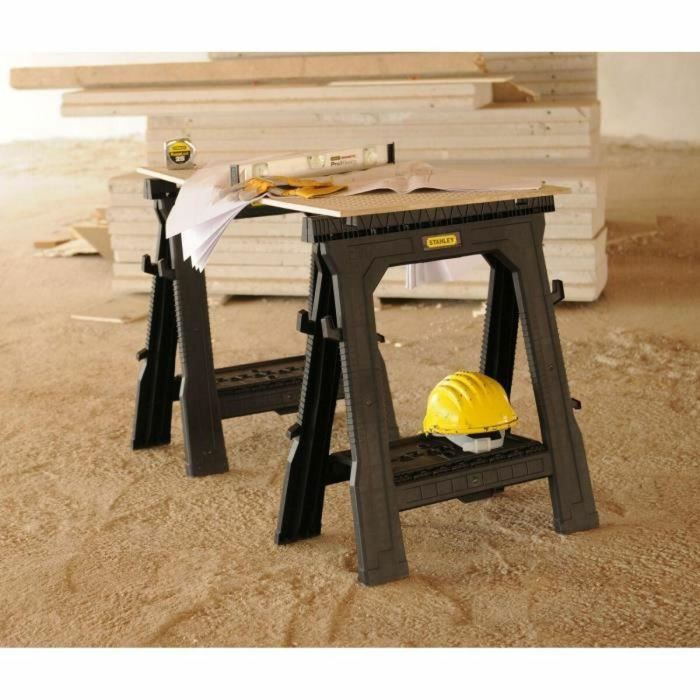 Stanley Caballetes Plegables Profesionales, Juego de 2, Capacidad de Carga 450 kg 2 Stanley Caballetes Plegables Profesionales, Juego de 2, Capacidad de Carga 450 kg 2