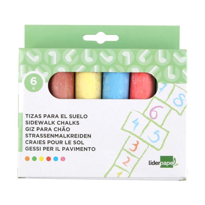 Tiza Color Liderpapel Para Suelo Caja De 6 Unidades Colores Surtidos 1