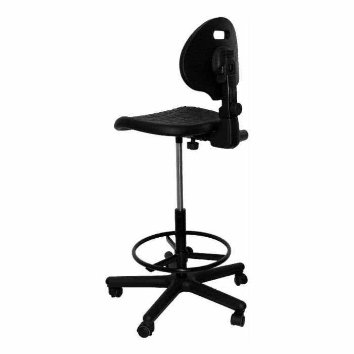 Piqueras y Crespo Taburete de Trabajo Ergonómico Giratorio con Respaldo, Asiento de Poliuretano Negro 3 Piqueras y Crespo Taburete de Trabajo Ergonómico Giratorio con Respaldo, Asiento de Poliuretano Negro 3