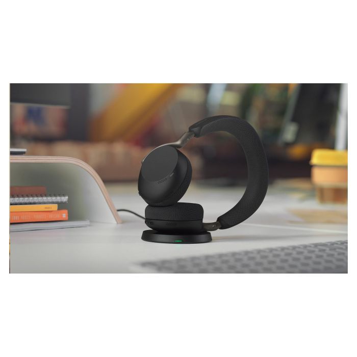 Jabra Evolve3 75 UC Auriculares Inalámbricos Diadema Bluetooth 5.3 con Base de Carga y Link 390a - Negro - Batería 45h, ANC, Micrófono 6x, USB-C