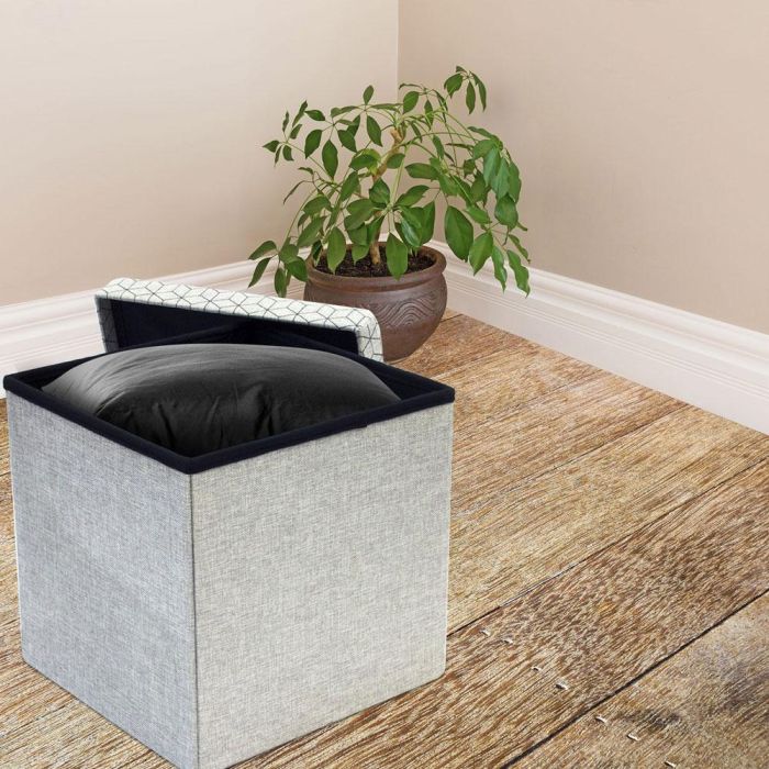 Caja-Puf Plegable Gris Claro Home Deco Factory 3