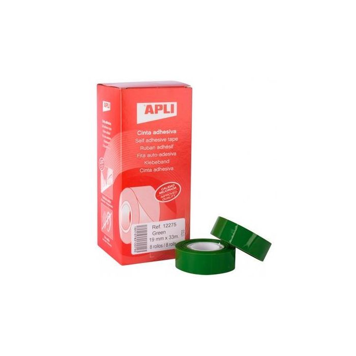 Apli Cinta Adhesiva Silenciosa Rollo 19 mm X 33M Pp Caja 8 Ud Verde Apli Cinta Adhesiva Silenciosa Rollo 19 mm X 33M Pp Caja 8 Ud Verde