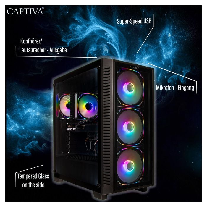 Captiva R89-503 PC Gaming Highend, AMD Ryzen 7 7800X3D, 32GB DDR5, 2TB SSD M.2, NVIDIA GeForce RTX 5070 Ti 16GB, Windows 11 Home, Torre Midi Negra