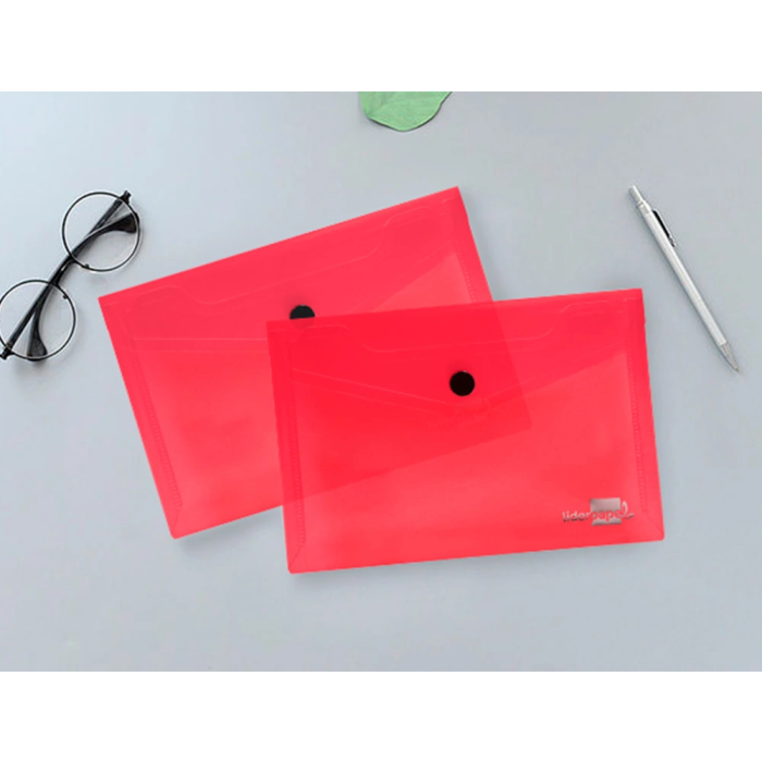 Liderpapel Carpeta Dossier con Broche Polipropileno DIN A6 Rojo Transparente 7