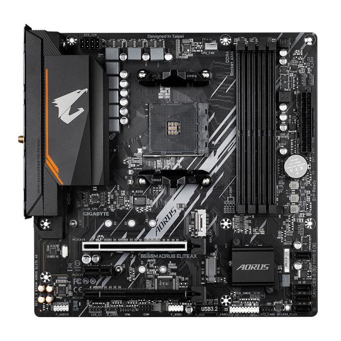GIGABYTE B550M AORUS ELITE AX Placa base AMD B550 Zócalo AM4 Micro ATX para Ryzen 5000, Wi-Fi 6E, PCIe 4.0, DDR4 4733MHz 1