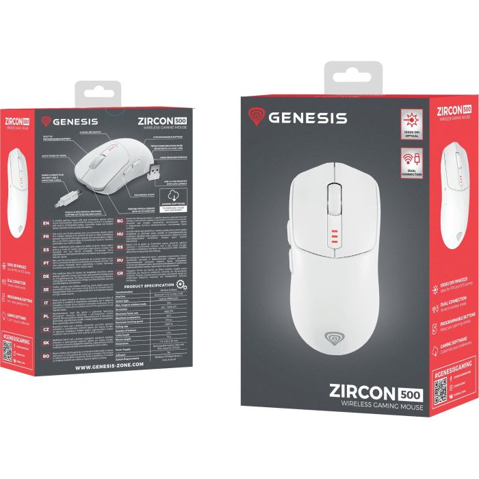 Genesis Zircon 500 Ratón Gaming Inalámbrico 10000 DPI Óptico Multiconexión RF 2.4GHz BT 5.0 USB-C Switches Kailh 79g 6 Genesis Zircon 500 Ratón Gaming Inalámbrico 10000 DPI Óptico Multiconexión RF 2.4GHz BT 5.0 USB-C Switches Kailh 79g 6