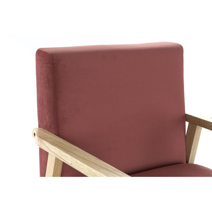 DKD Home Decor Butaca Sixties Rosa Natural, Largo 63 x Alto 77 x Ancho 61 cm, Poliéster y Mdf, Altura Asiento 40 cm, Desmontable 2