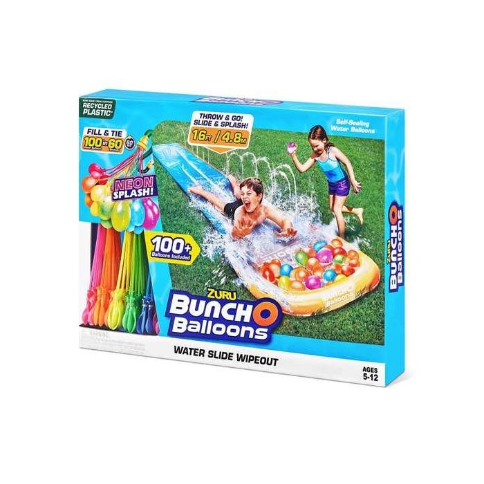 Pista hinchable buncho con globos de agua (color neón) 4,8 metros