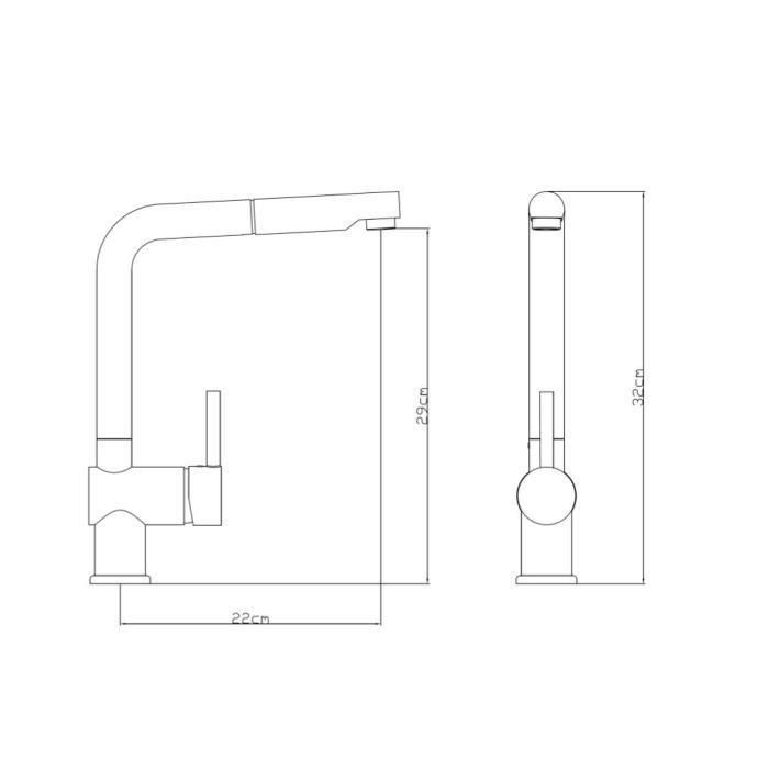 ROUSSEAU Grifo de cocina mezclador Matsouko - Con ducha de mano - Acero inoxidable gris 1