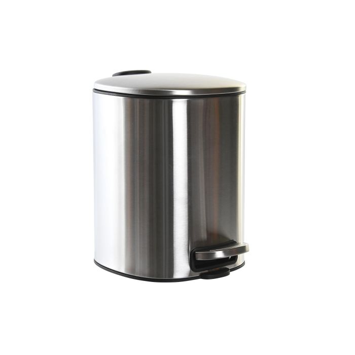 DKD Home Decor Papelera Basicos Plateada 5L Acero Inoxidable 25x27x20 cm