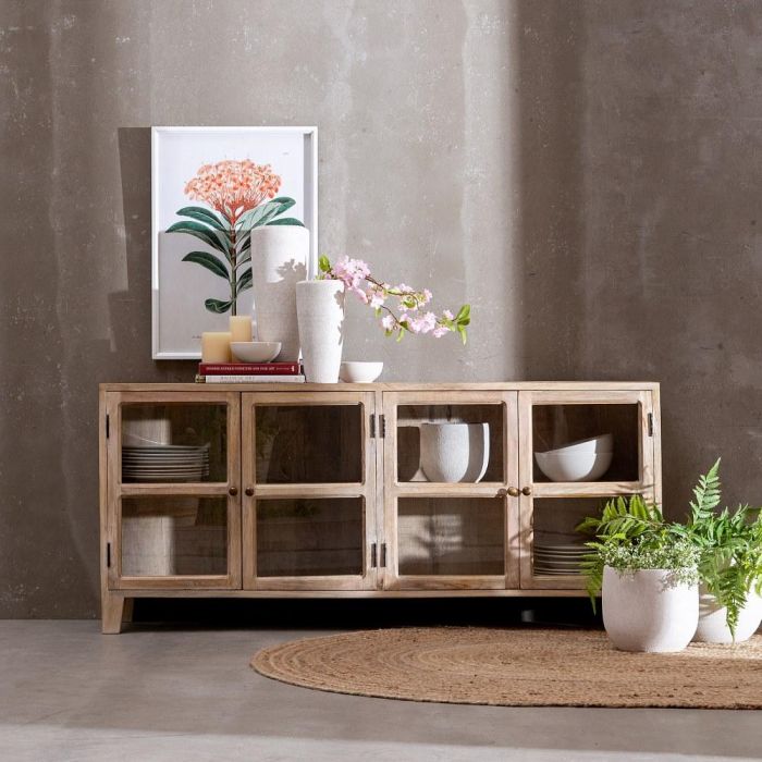 Aparador Blanco Rozado Madera de Mango 160 X 35 X 71 cm