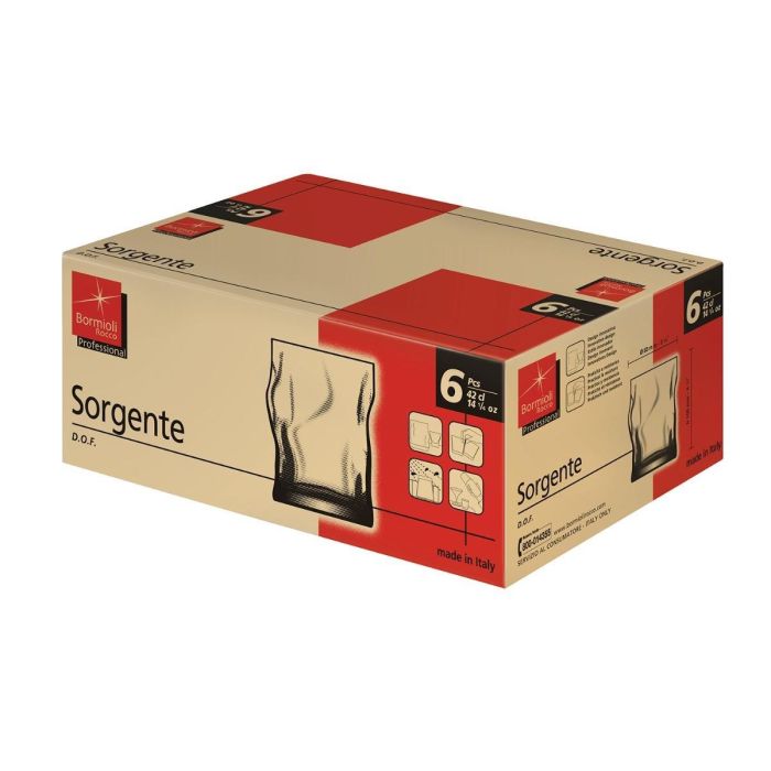 Bormioli Rocco Sorgente Vaso Bajo de Vidrio Transparente 42 cL con Relieve, Pack 6 Unidades, Fabricado en Italia, Apto Lavavajillas 3