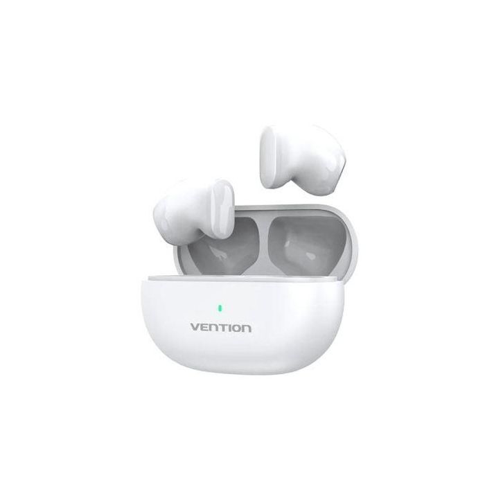 Vention NBLW0 Auriculares Bluetooth Tiny T12 Inalámbricos con Estuche de Carga, 6h de Autonomía, Bluetooth 5.3, USB-C, Blancos