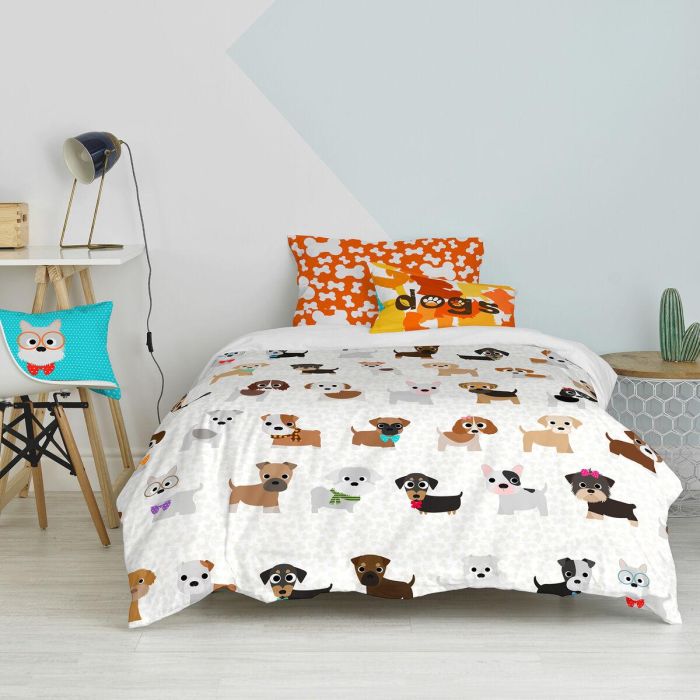 Juego de funda nórdica HappyFriday Mr Fox Dogs Multicolor Cama de 80 2 Piezas 5