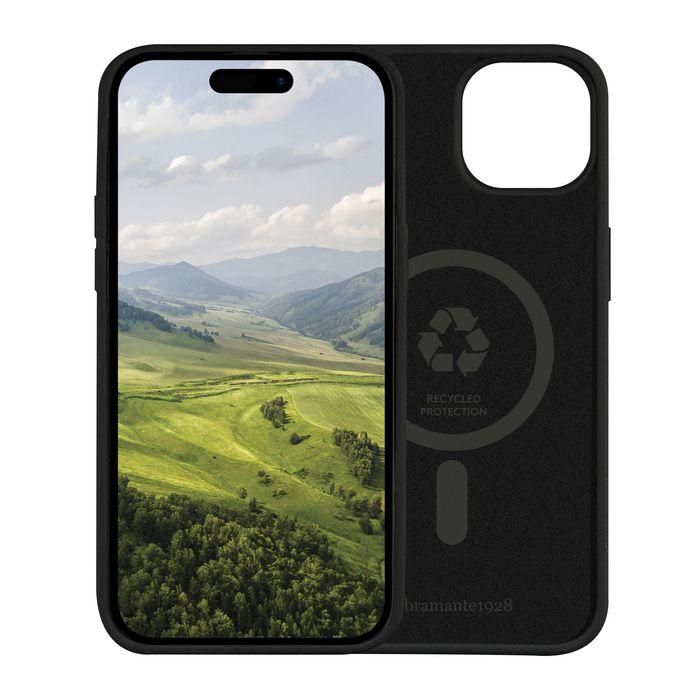 dbramante1928 Monaco MagSafe iPhone 15 Night Black - Funda de Silicona Reciclada Antigolpes
