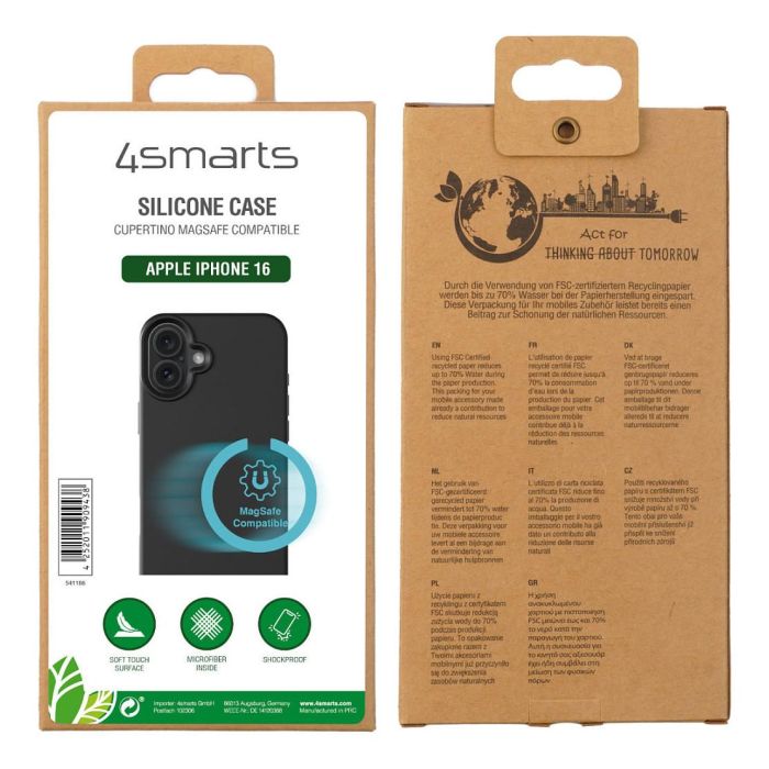 4smarts Funda de Silicona Negra para Apple iPhone 16 (6.1") Compatible con MagSafe, Referencia 541186 5