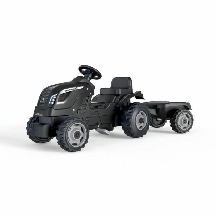 Smoby Farmer XL Pedal Tractor + Trailer - Negro