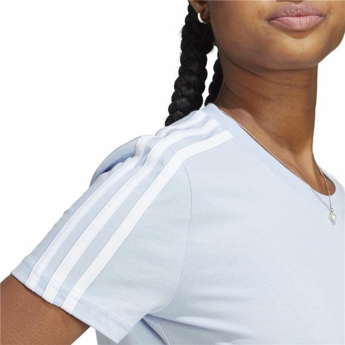 Camiseta de Manga Corta Mujer Adidas 3 stripes Azul claro 2XS 1 Camiseta de Manga Corta Mujer Adidas 3 stripes Azul claro 2XS 1