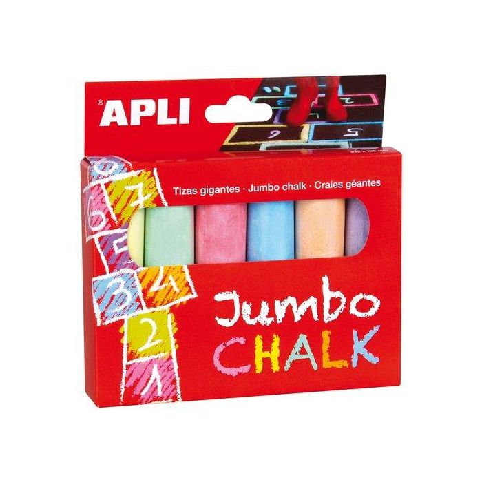 Apli Tizas Gigantes Jumbo Blanco Ø25x105 mm - Caja de 6 Unidades