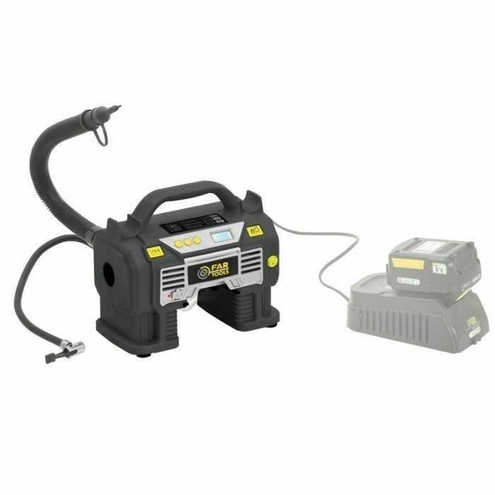 Fartools Inflador Compresor 18V 11 Bar (1100 KPA) con Pantalla Digital y Múltiples Boquillas para Coche