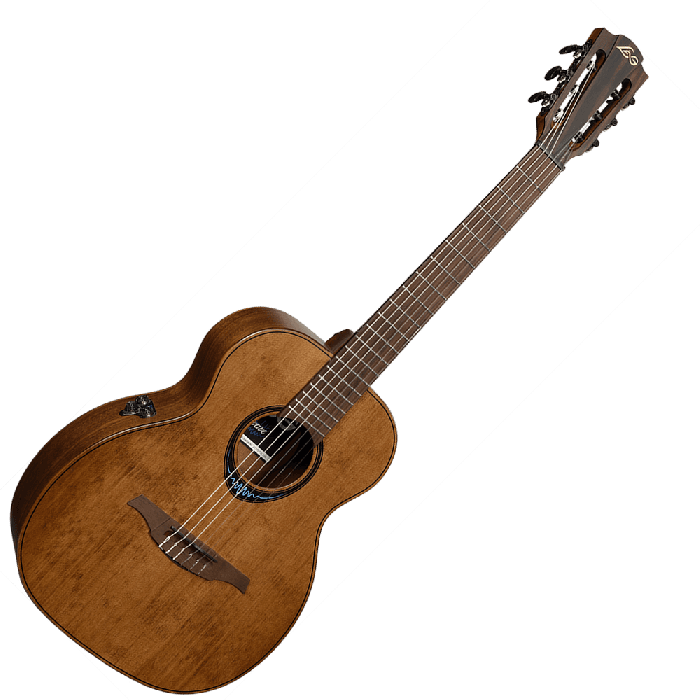 LAG Guitarra Acústica Travel Nylon Blue Wave 1 Electroacústica Cedro Rojo Macizo Caoba Marrón Natural Satinado 3