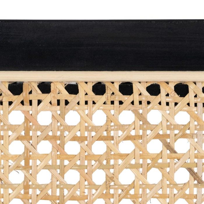 Silla Negro-Natural Madera-Ratán Salón 61,50 X 53 X 82,50 cm