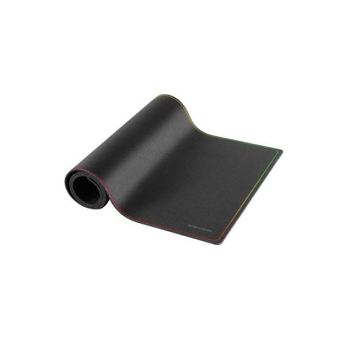 Mars Gaming MMP224 Alfombrilla Gaming XXL Negra 880x330x3mm, Superficie Nano-Textil Borde Rainbow y Base Antideslizante 2