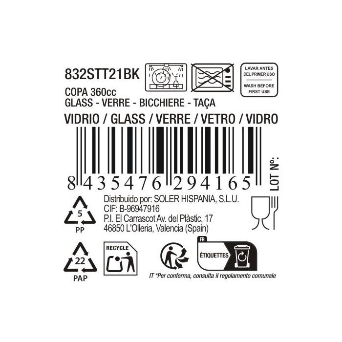 La Mediterranea Copa Zenya Transparente 360 ml - 9 cm diámetro x 16 cm alto (24 Unidades) 4