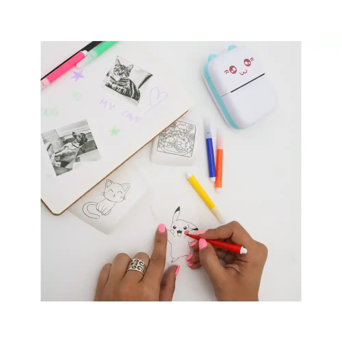 Wondee Mini Impresora Térmica Funny Azul Bluetooth Inalámbrica Portátil Sin Tinta para Móvil iOS Android 3