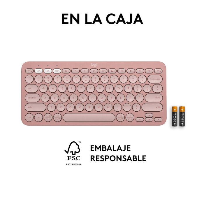 Teclado Inalámbrico Logitech K380s Rosa Qwerty Español 6