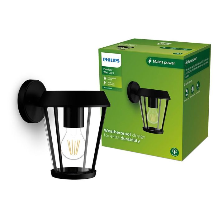 Aplique pared, exterior, sunera, negro, tipo farola, e27, 25 W, sin bombilla, luz hacia abajo Aplique pared, exterior, sunera, negro, tipo farola, e27, 25 W, sin bombilla, luz hacia abajo