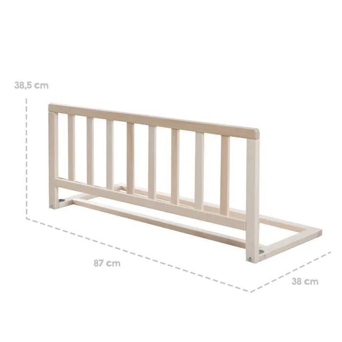 Roba Barandilla de Cama 90 cm ROB1697467687029 - Protección Anticaída Segura para Bebés y Niños de 18 Meses a 5 Años - Fácil Montaje - Madera Natural