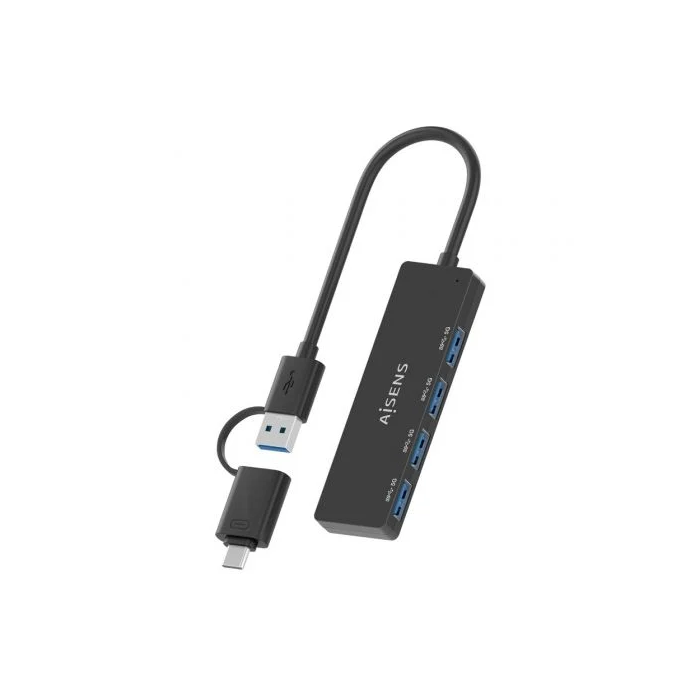 Aisens A109-0987 Hub USB 3.1 Tipo-C + USB-A a 4xUSB 3.0 Hembra Negro 5 Gbps 15cm 2
