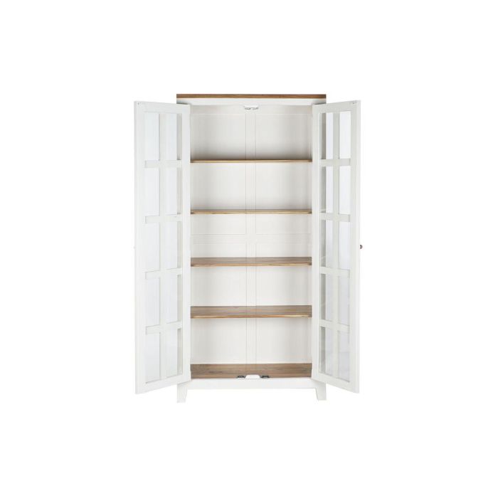DKD Home Decor Vitrina Urban Colección Daniela 90x190x40 cm Blanco Marrón Mango Cristal Acacia con 2 Cajones y 4 Estantes 6