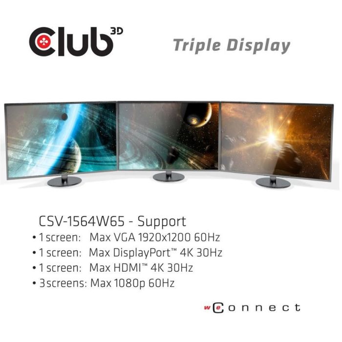 Club3D CSV-1564W65 Docking Station USB-C 3.2 Gen 1 Hub 7 Puertos, DisplayPort, HDMI 4K, LAN, Audio, 65W/100W PD 6 Club3D CSV-1564W65 Docking Station USB-C 3.2 Gen 1 Hub 7 Puertos, DisplayPort, HDMI 4K, LAN, Audio, 65W/100W PD 6