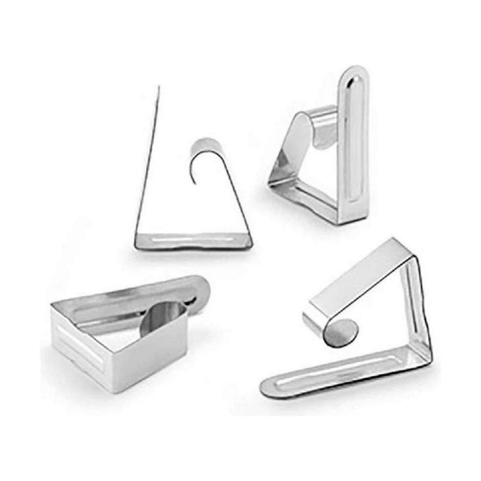 Inofix Pinza sujeta mantel metálica 1194-1-000, acero inoxidable cromado, blister 4 unid.