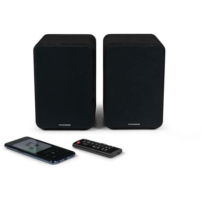 Thomson THO3499550387865 Altavoces WS600DUO | Juego de 2 con caja de madera, 100W, Bluetooth 5.0, 2 salidas RCA, Negro 3