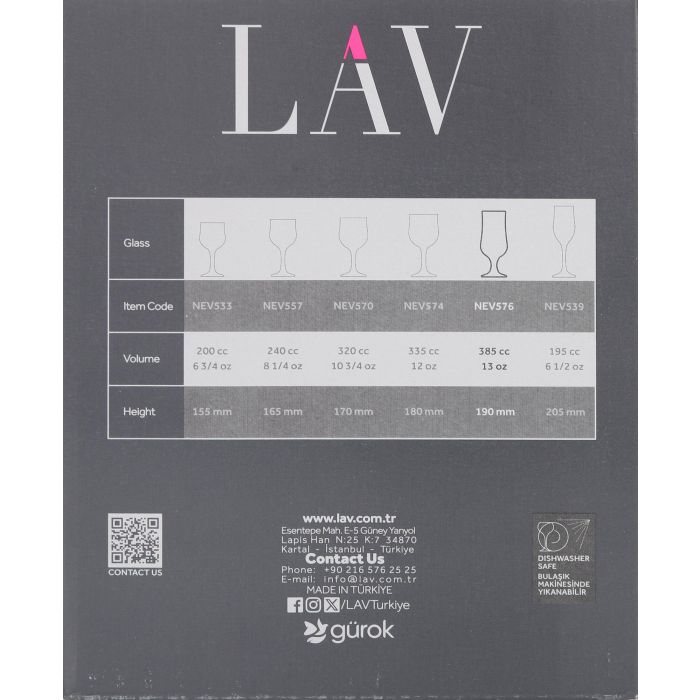 Lav Set de 6 Copas de Cerveza Neva 385 cc (4 Cajas) 4