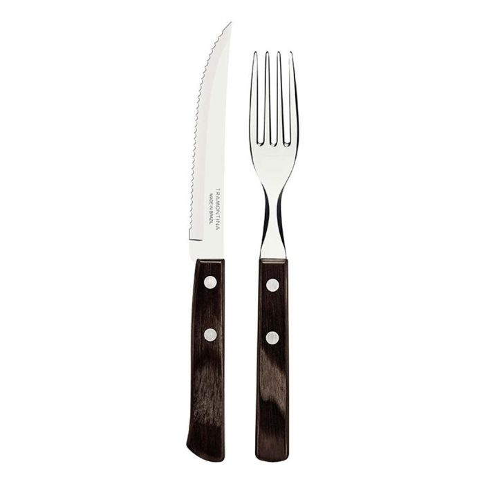 Tramontina Juego para asado 12 piezas, acero inoxidable, mangos castaño polywood 0 Tramontina Juego para asado 12 piezas, acero inoxidable, mangos castaño polywood 0