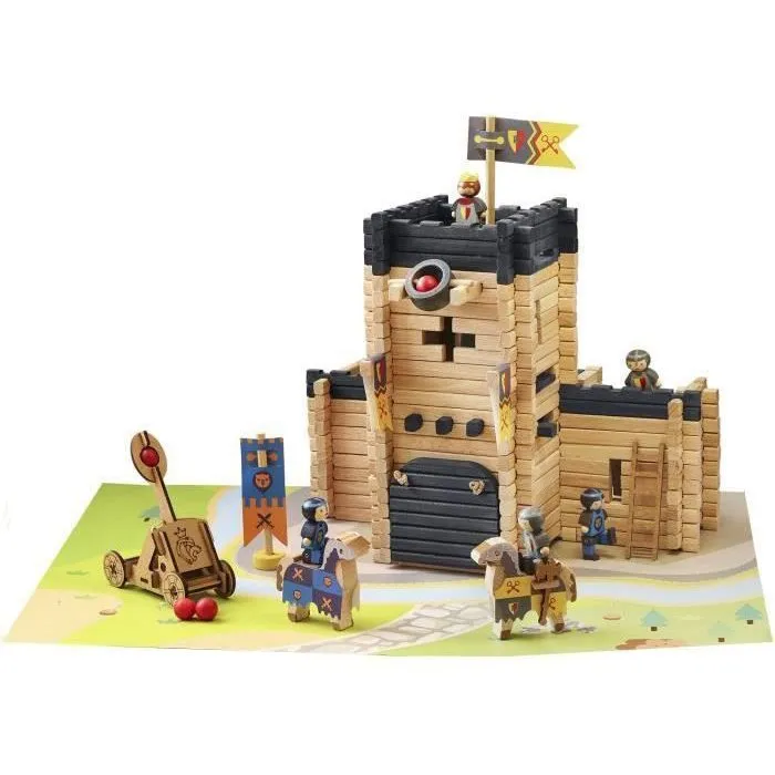 Jeujura 8028 Juego de Construcción Castillo Catapulta 270 Piezas de Madera 1