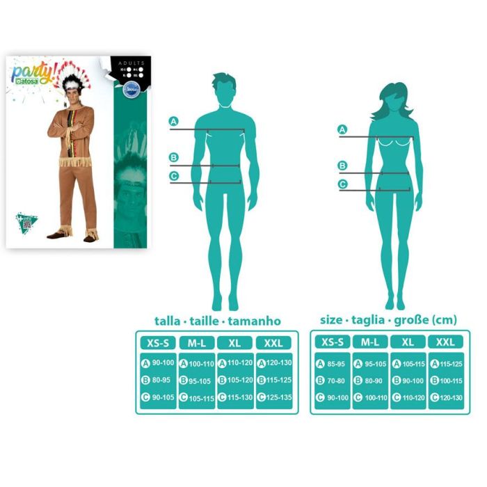 Disfraz Indio Hombre Adulto Marrón Claro XL 3 Disfraz Indio Hombre Adulto Marrón Claro XL 3