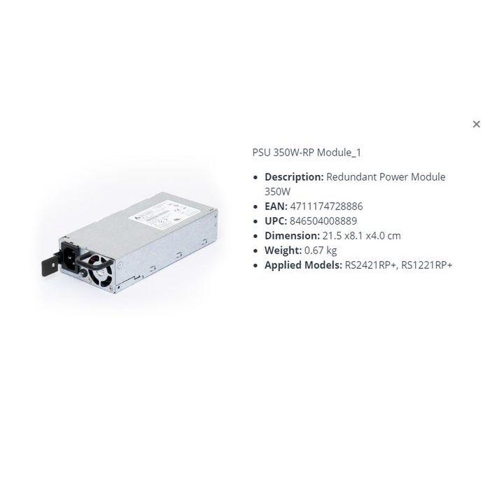 Synology Redundantes Netzteil Module 350W Synology Redundantes Netzteil Module 350W